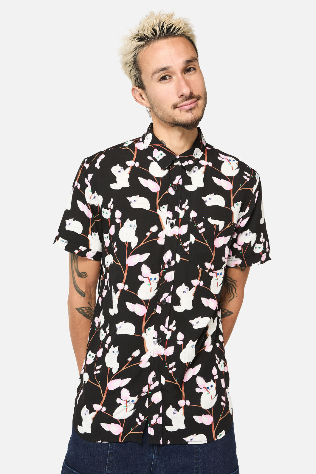 Dangerfield - Pussy Willow Short Sleeve Shirt - black