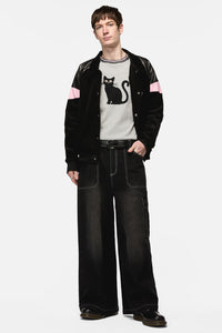 Dangerfield - Catkins Chord Panel Bomber Jacket - black