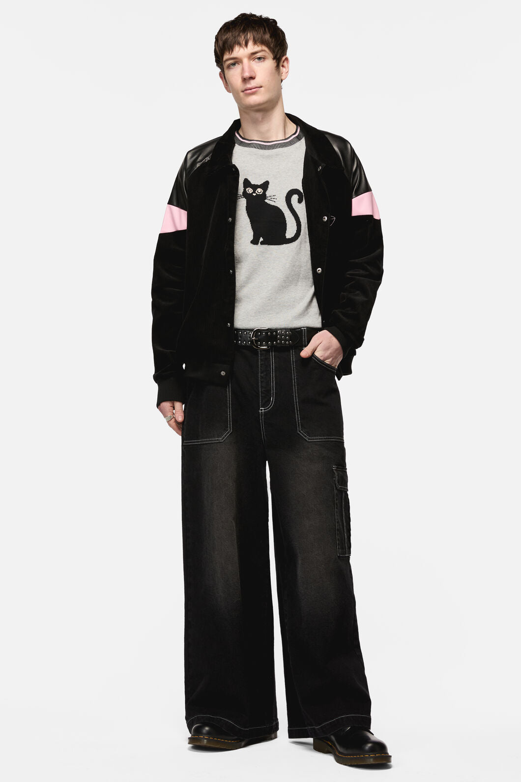 Dangerfield - Catkins Chord Panel Bomber Jacket - black