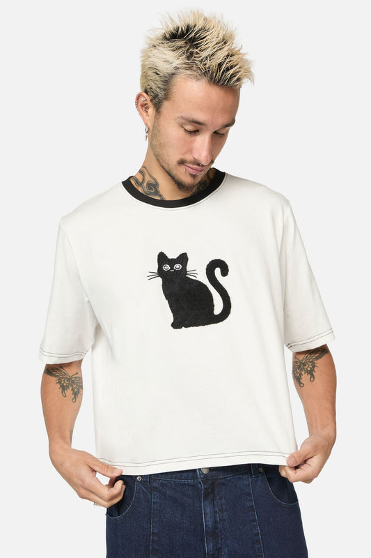 Dangerfield - Catkins Cropped Unisex Tee - white