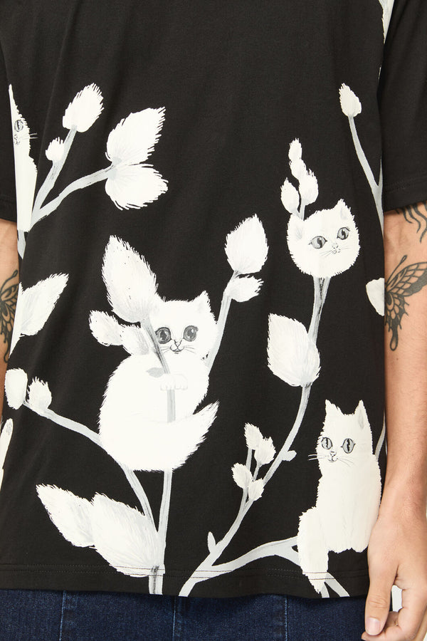 Dangerfield - Pussy Willow Print Tee - black
