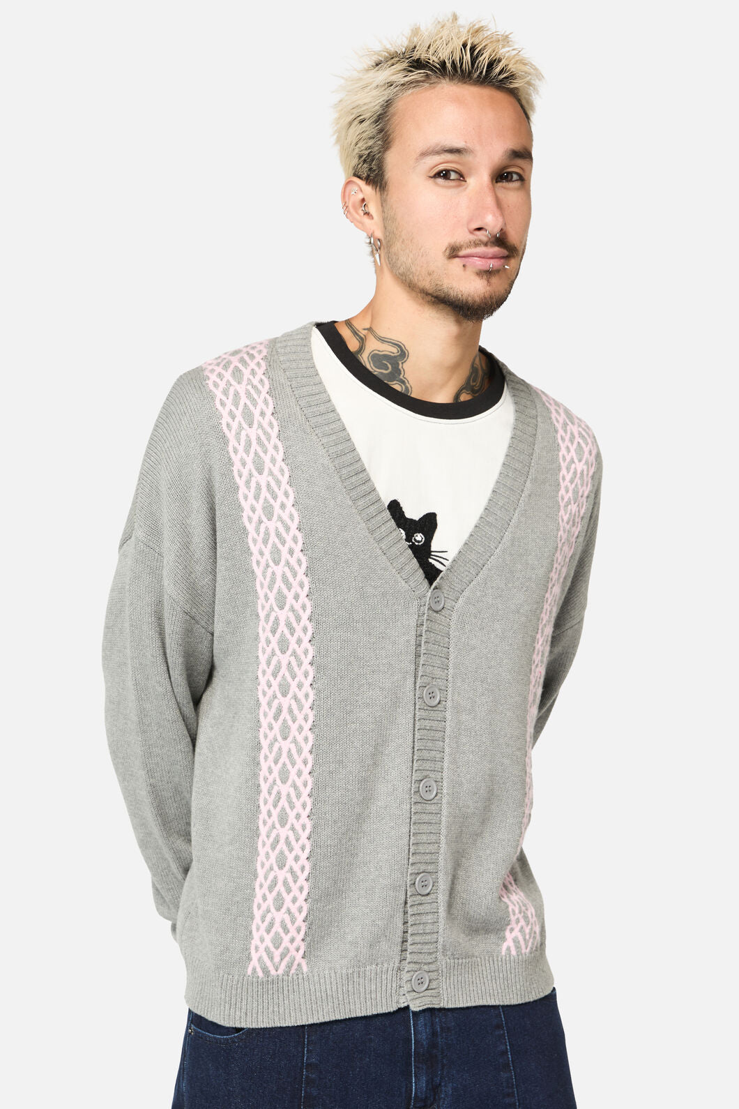 Dangerfield - ForgottenCityCableKnitUniCardi - grey