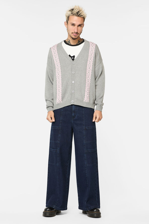 Dangerfield - Forgotten City Cable Knit Unisex Cardi - grey