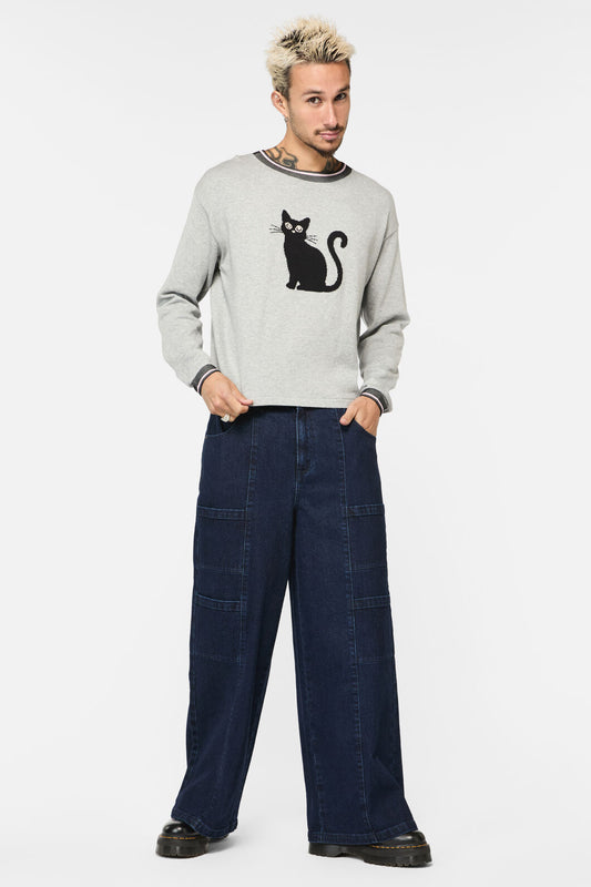 Dangerfield - Catkins Varsity Knit Jumper - grey