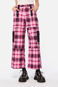 Dangerfield - Rococo Life Tartan Cargo Pants - pink