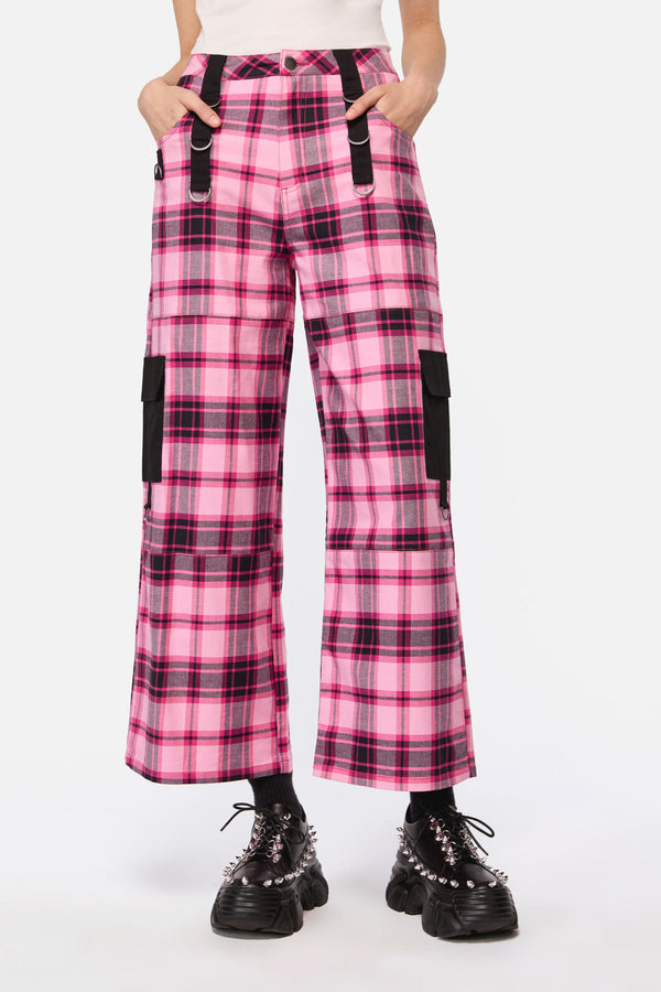 Dangerfield - Rococo Life Tartan Cargo Pants - pink