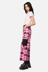 Dangerfield - Rococo Life Tartan Cargo Pants - pink