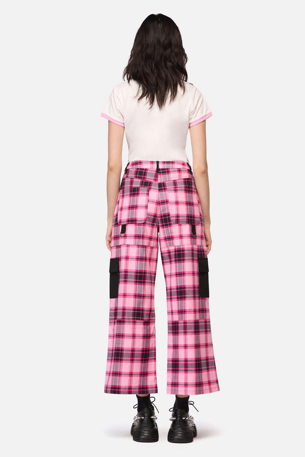 Dangerfield - Rococo Life Tartan Cargo Pants - pink