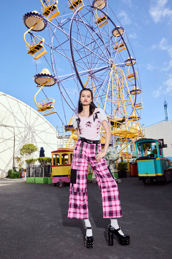 Dangerfield - Rococo Life Tartan Cargo Pants - pink