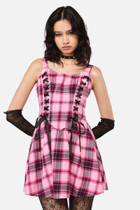 Dangerfield - Rococo Life Corset Fit Tartan Dress - pink