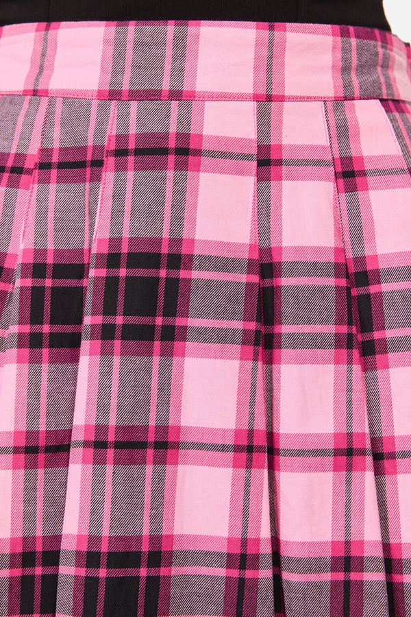 Dangerfield - RococoLifePleatTartanMiniSkirt - pink