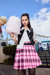 Dangerfield - RococoLifePleatTartanMiniSkirt - pink