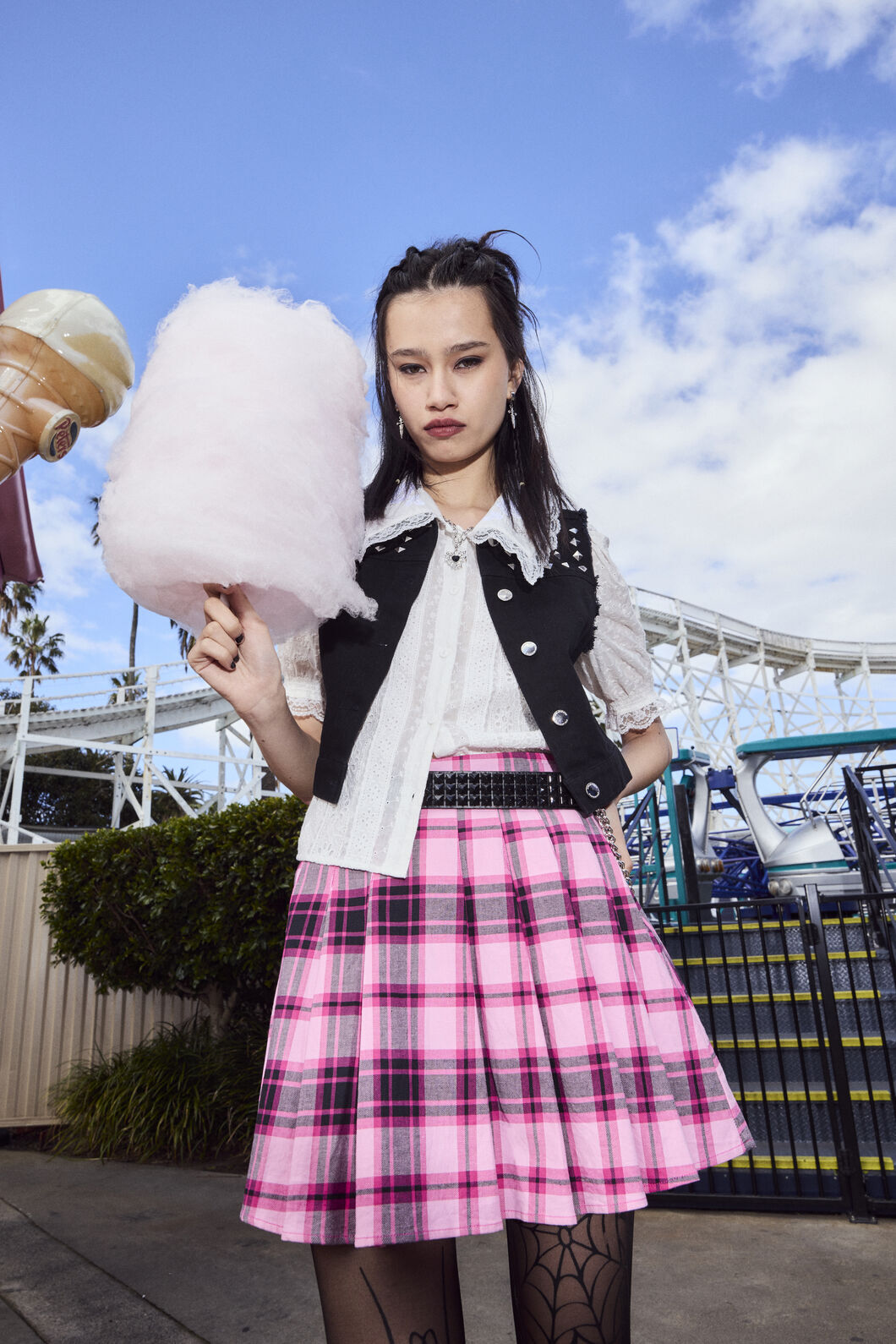 Dangerfield - RococoLifePleatTartanMiniSkirt - pink