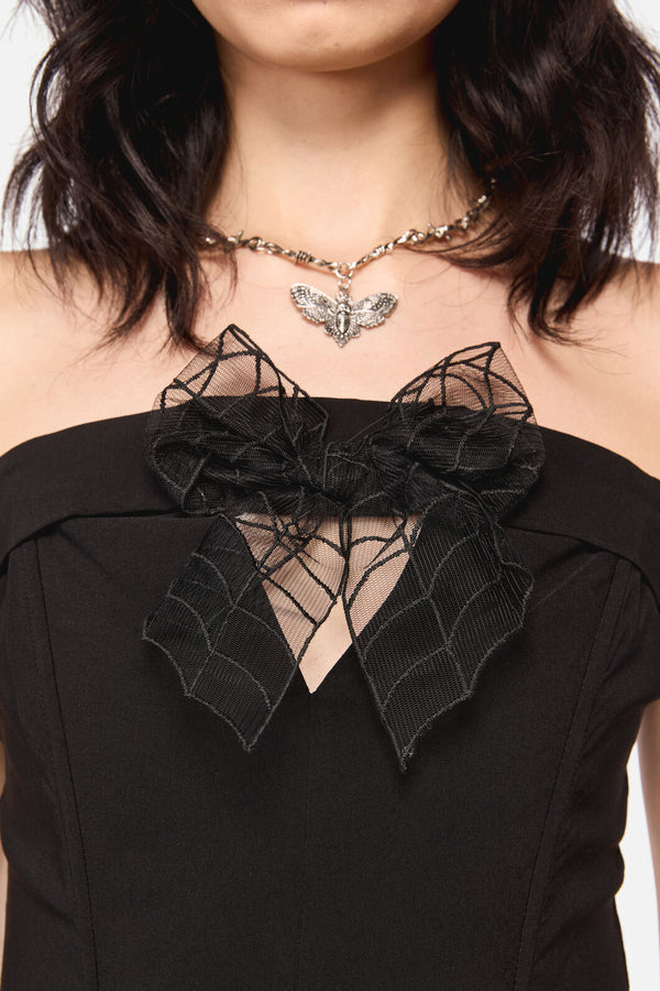 Dangerfield - Rococo Life Goth Spider Web Corset Top - black