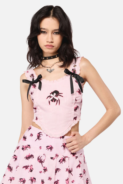 Dangerfield - Rococo Life Spiider Bow Print - pink