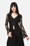Dangerfield - Dark Pieridae Long Sleeve Lace Top - black
