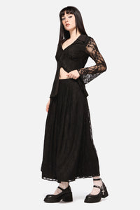 Dangerfield - Dark Pieridae Maxi Lace Skirt - black