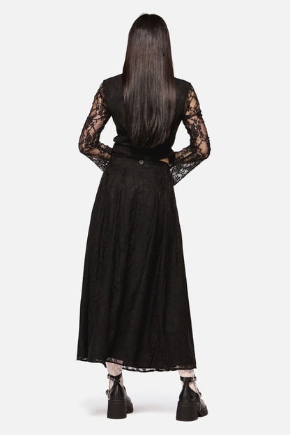 Dangerfield - Dark Pieridae Maxi Lace Skirt - black