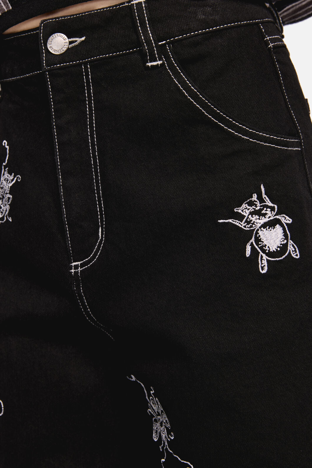 Dangerfield - Dark Pieridae Embroidered Wide Leg Jean - black
