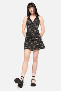 Dangerfield - DarkPieridaePrintHalterNeckVes - black