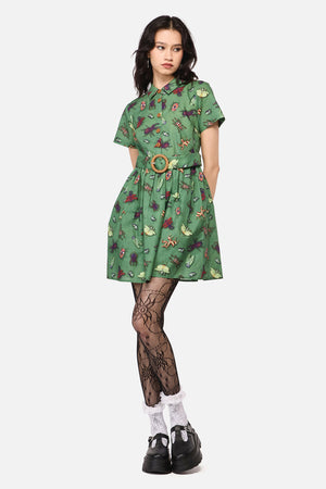 Dangerfield - Entomology Print Dress - green