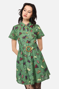 Dangerfield - Entomology Print Dress - green