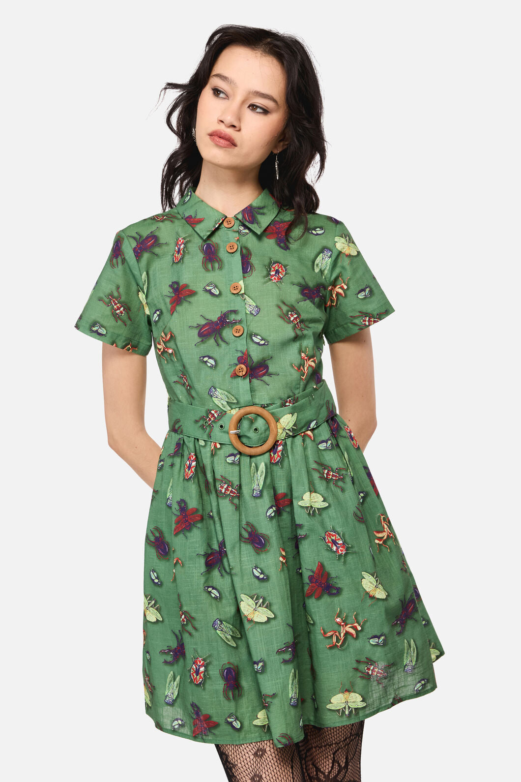 Dangerfield - Entomology Print Dress - green