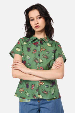 Black Friday - Entomology Print Blouse - green