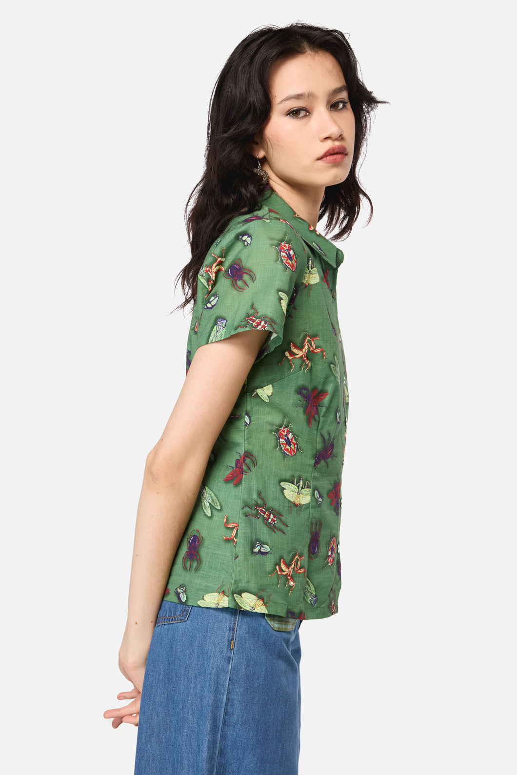 Black Friday - Entomology Print Blouse - green