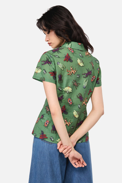 Black Friday - Entomology Print Blouse - green