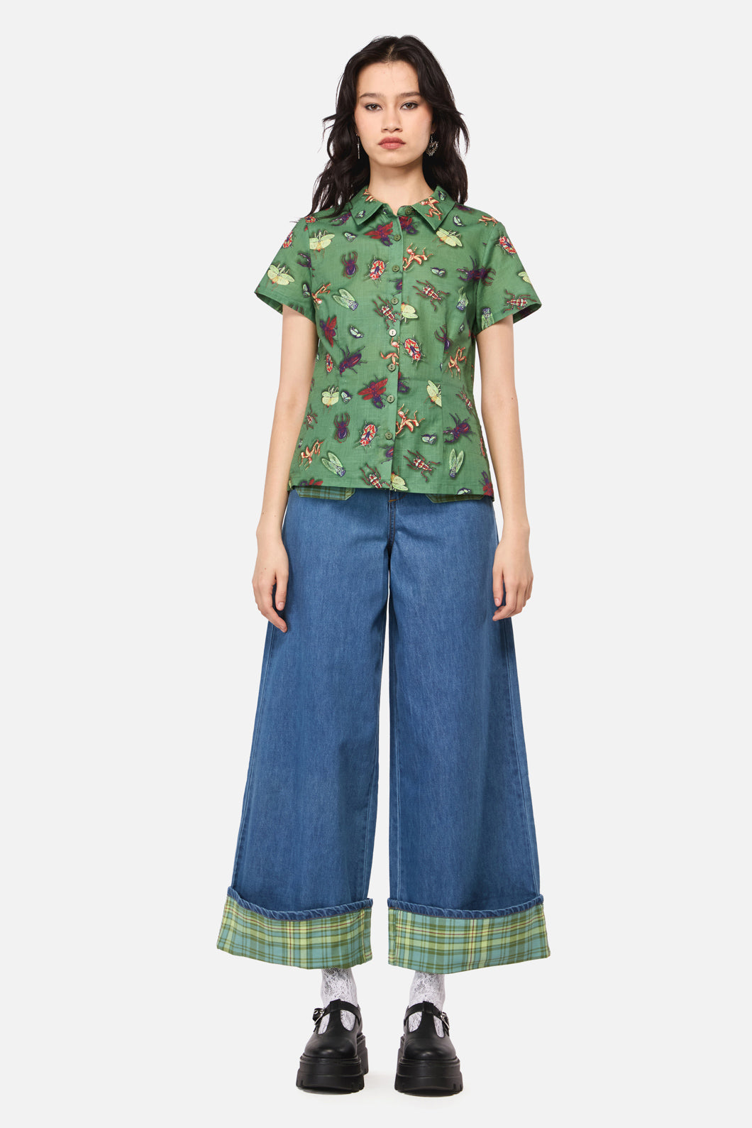 Black Friday - Entomology Print Blouse - green