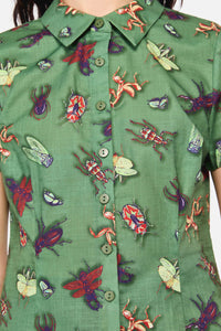 Black Friday - Entomology Print Blouse - green