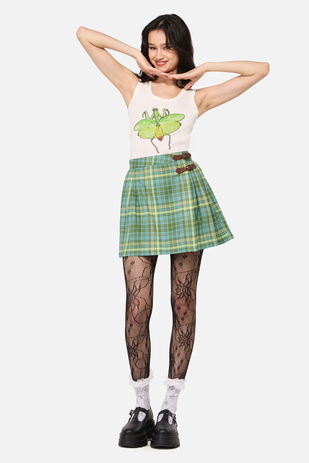 Dangerfield - InsectObsessedTartanMiniSkirt - teal