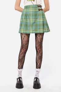 Dangerfield - Insect Obsessed Tartan Mini Skirt - teal