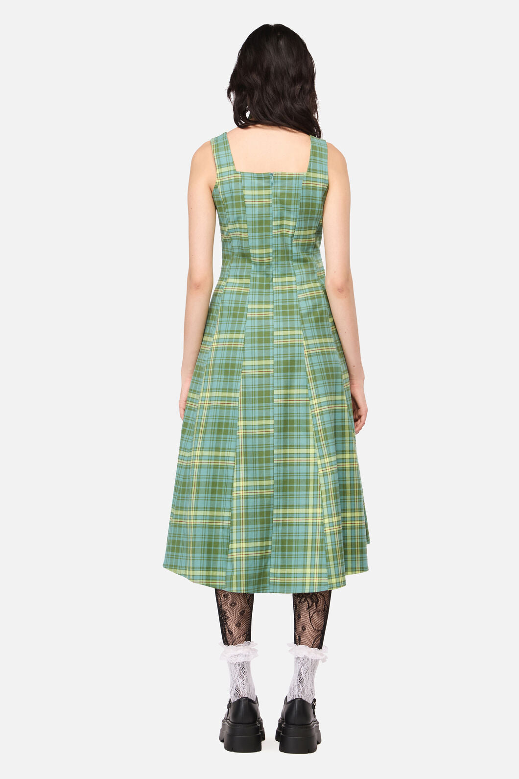 Dangerfield - InsectObsessedTartanMidiDress - teal