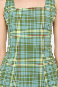 Dangerfield - Insect Obsessed Tartan Midi Dress - teal