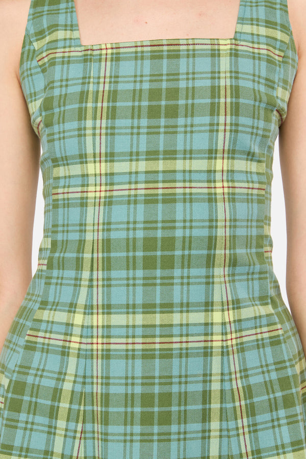 Dangerfield - Insect Obsessed Tartan Midi Dress - teal