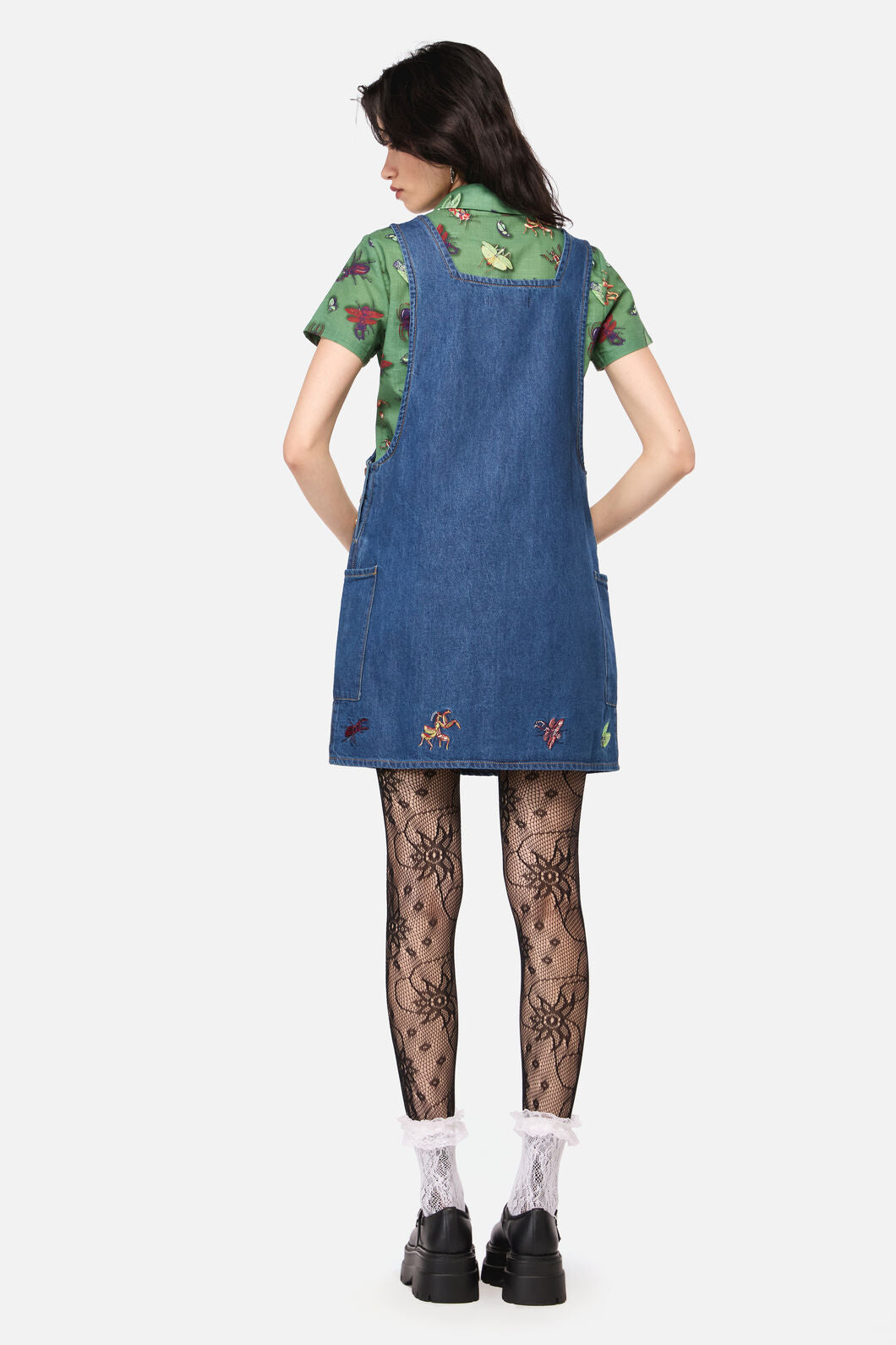 Dangerfield - Bugs Galore Embroidered Pinafore - blue