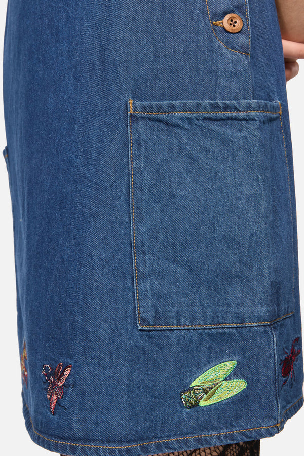 Dangerfield - Bugs Galore Embroidered Pinafore - blue