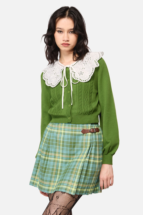 Dangerfield - Insect Lover Lace TrimCardigan - green