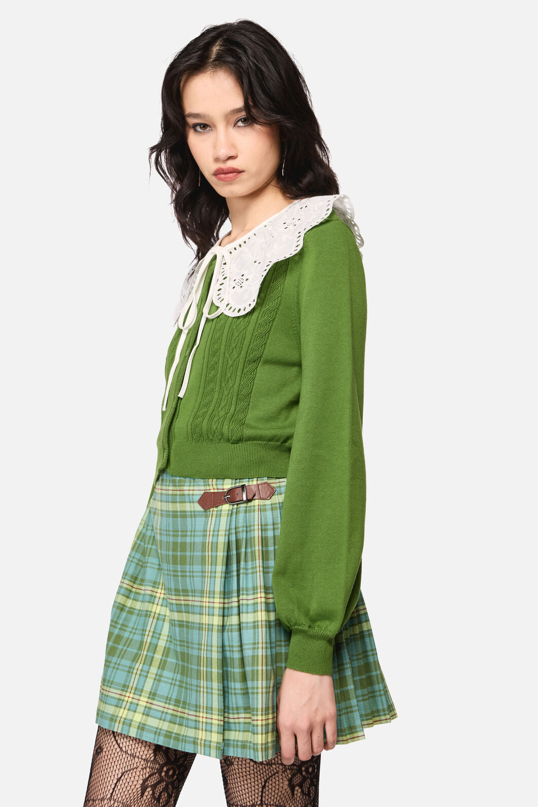 Dangerfield - Insect Lover Lace TrimCardigan - green