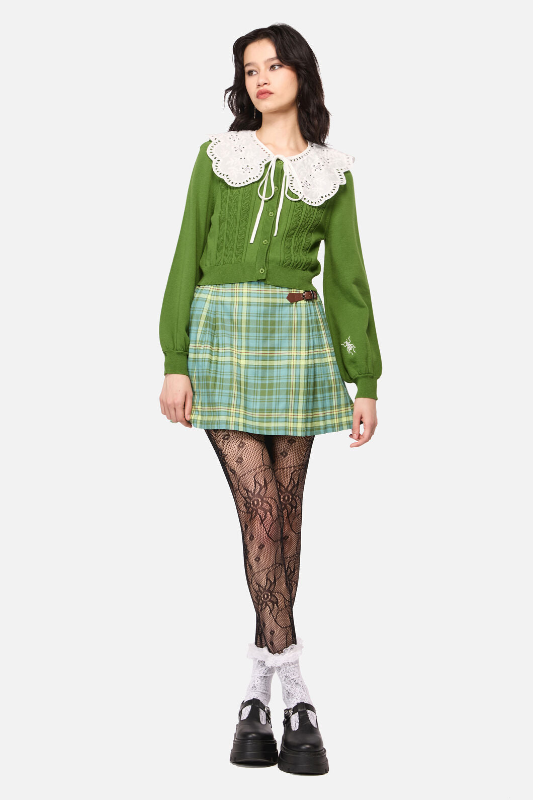 Dangerfield - Insect Lover Lace TrimCardigan - green