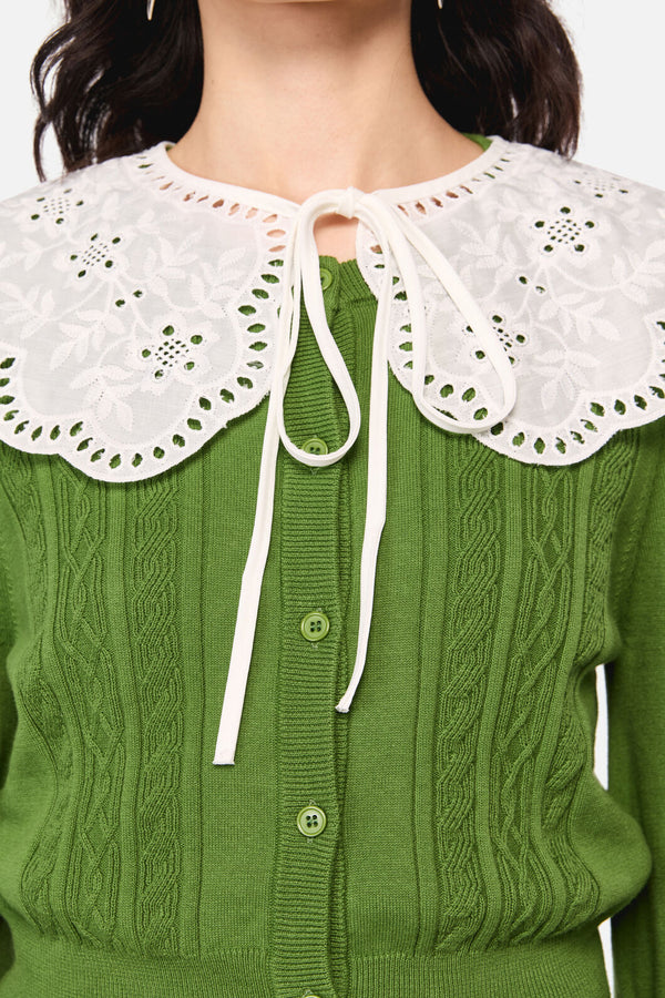 Dangerfield - Insect Lover Lace TrimCardigan - green