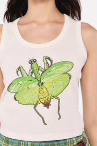 Dangerfield - Entomology Ribbed Tank Top - cream