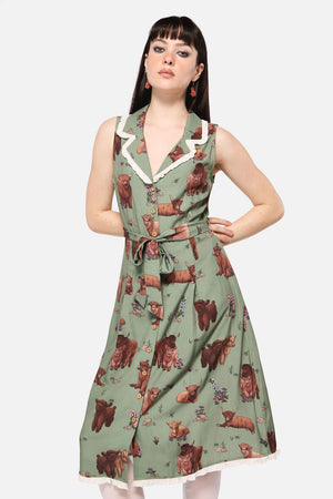 Dangerfield - Highland Fling Ruffle Dress - green