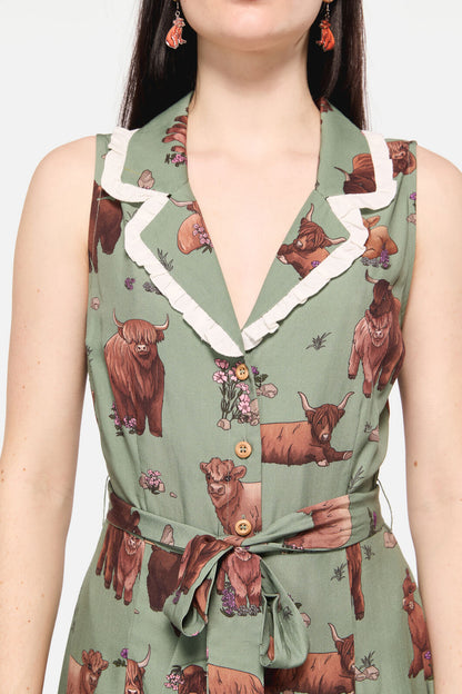 Dangerfield - Highland Fling Ruffle Dress - green