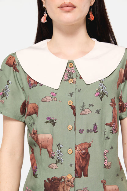 Dangerfield - Highland Fling Blouse - green