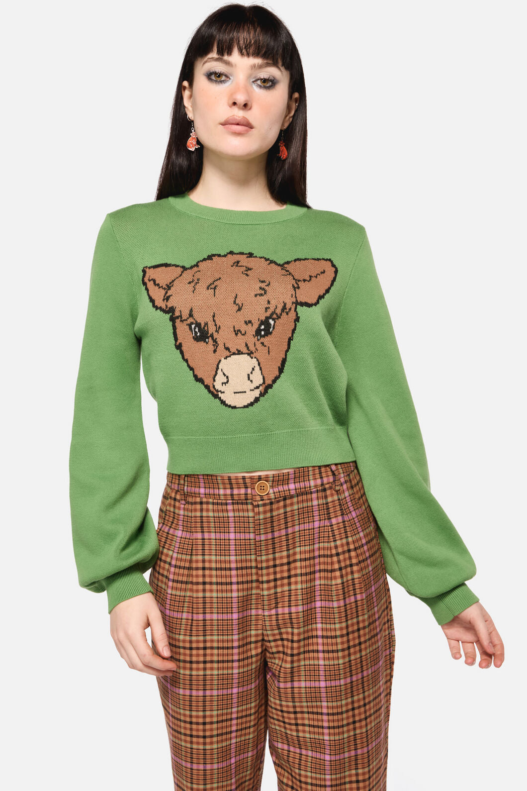 Dangerfield - Grazing Cow Knit Jumper - green