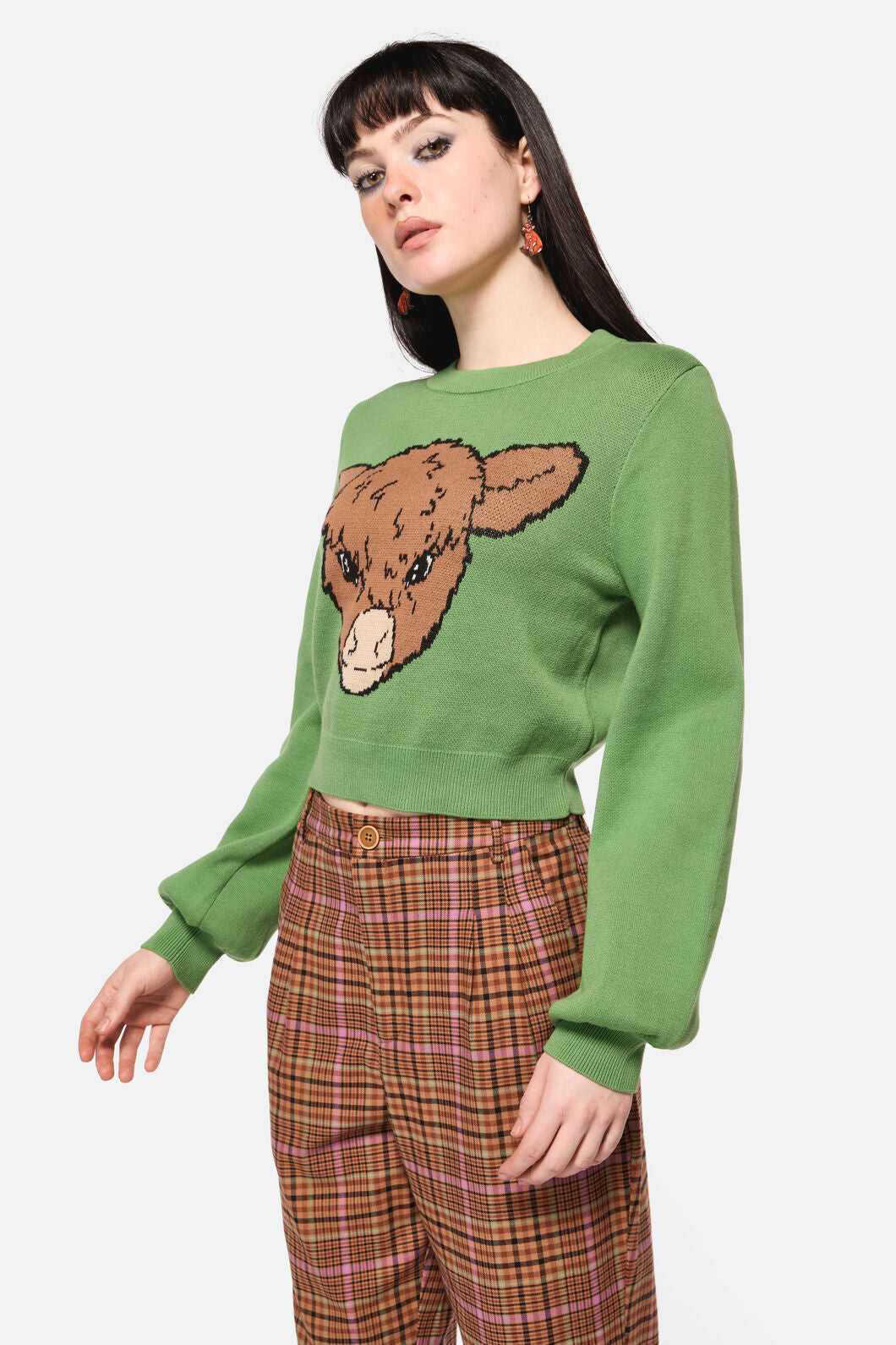 Dangerfield - Grazing Cow Knit Jumper - green