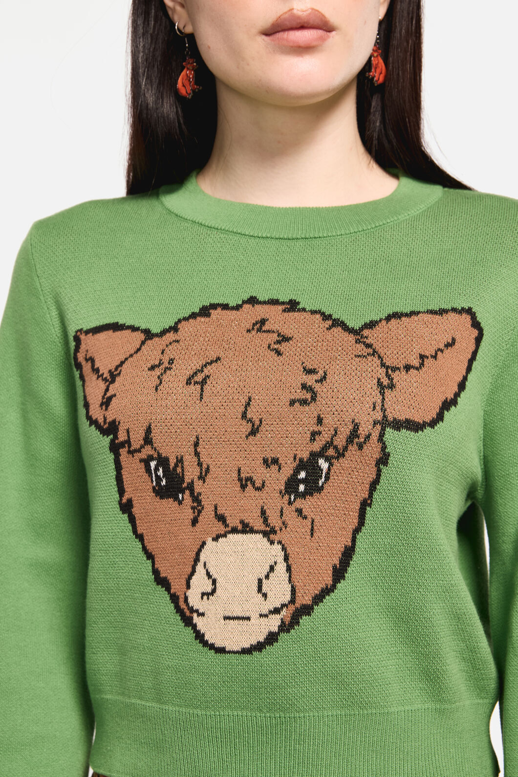 Dangerfield - Grazing Cow Knit Jumper - green
